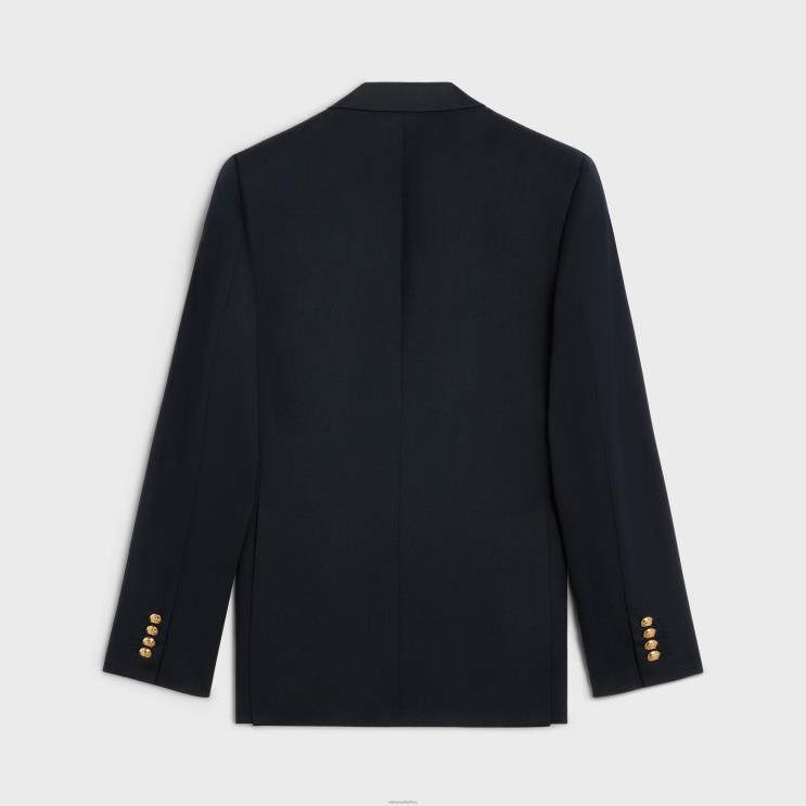 CELINE Navy Classic Jacket in Diagonal Wool R0ZNN1883