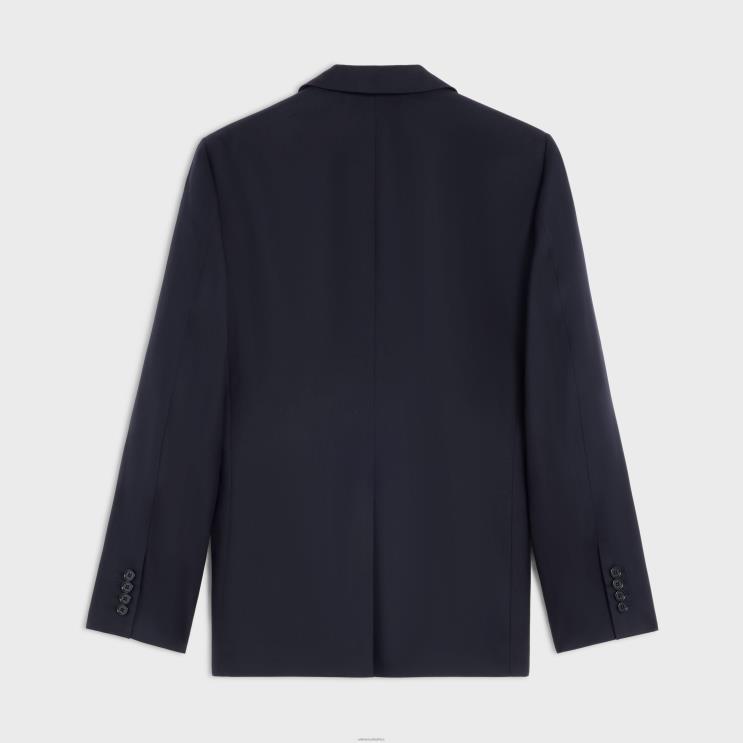 CELINE Navy Classic Jacket in Wool Gabardine R0ZNN1870