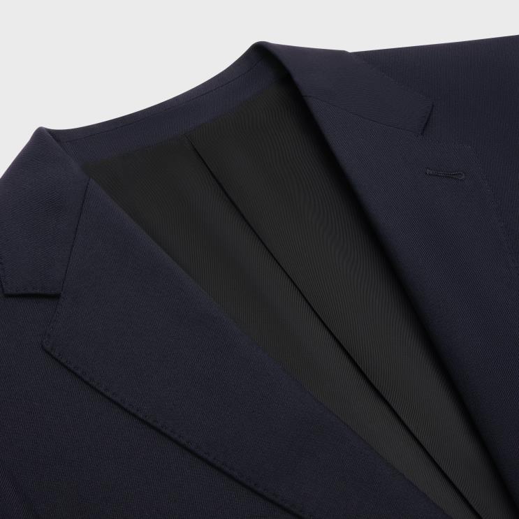 CELINE Navy Classic Jacket in Wool Gabardine R0ZNN1870