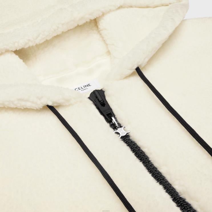 CELINE Off White/Black Jacket in Fleece R0ZNN1805