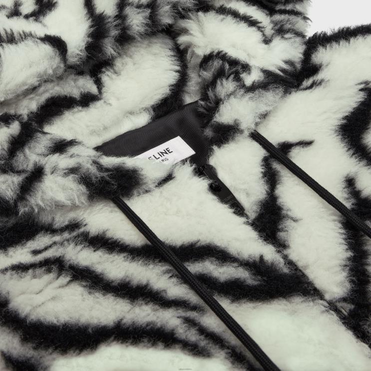 CELINE Off White/Black Jacket in Tiger-Print Fleece R0ZNN1846