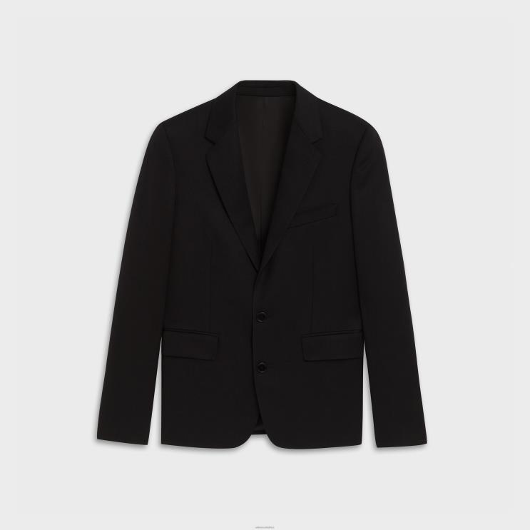 CELINE Ultra Black Short Jacket in Grain De Poudre R0ZNN1887