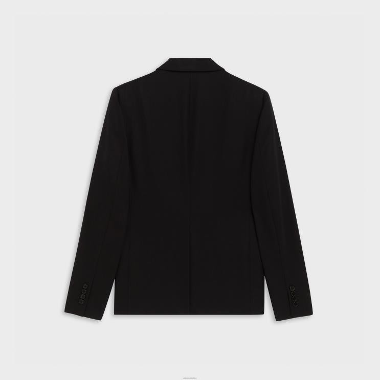 CELINE Ultra Black Short Jacket in Grain De Poudre R0ZNN1887