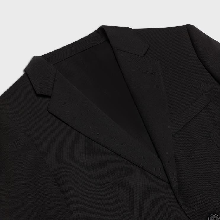 CELINE Ultra Black Short Jacket in Grain De Poudre R0ZNN1887