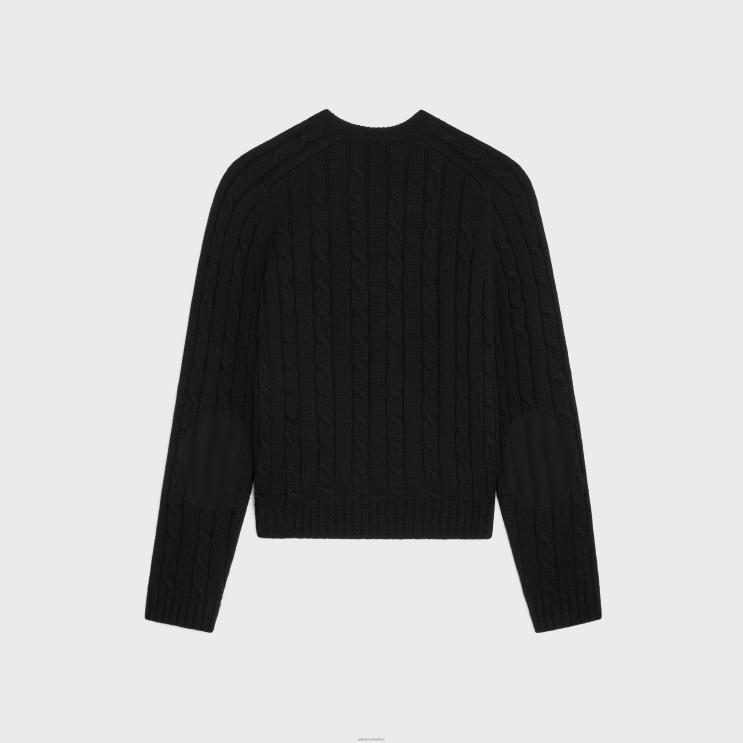 CELINE Black Cable-Knit Triomphe Sweater in Cashmere R0ZNN1790