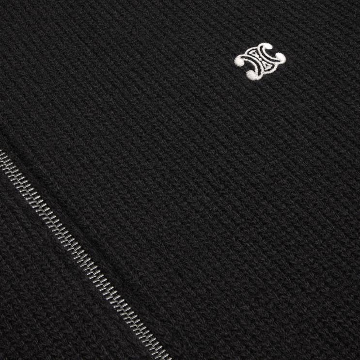 CELINE Black/Off White Triomphe Hooded Sweater in Wool & Cashmere R0ZNN1985