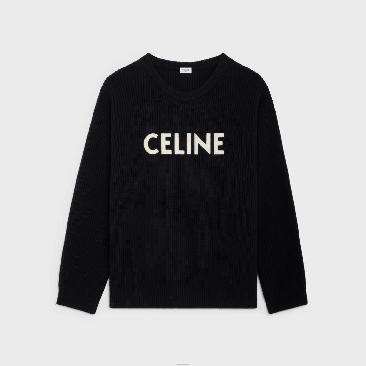 CELINE Black Oversized Sweater in Ribbed Wool R0ZNN1972