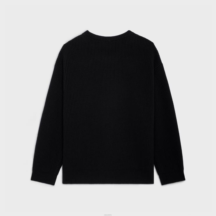 CELINE Black Oversized Sweater in Ribbed Wool R0ZNN1972