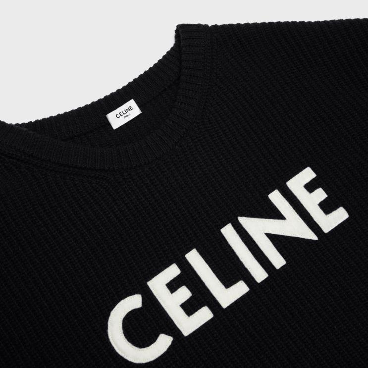 CELINE Black Oversized Sweater in Ribbed Wool R0ZNN1972