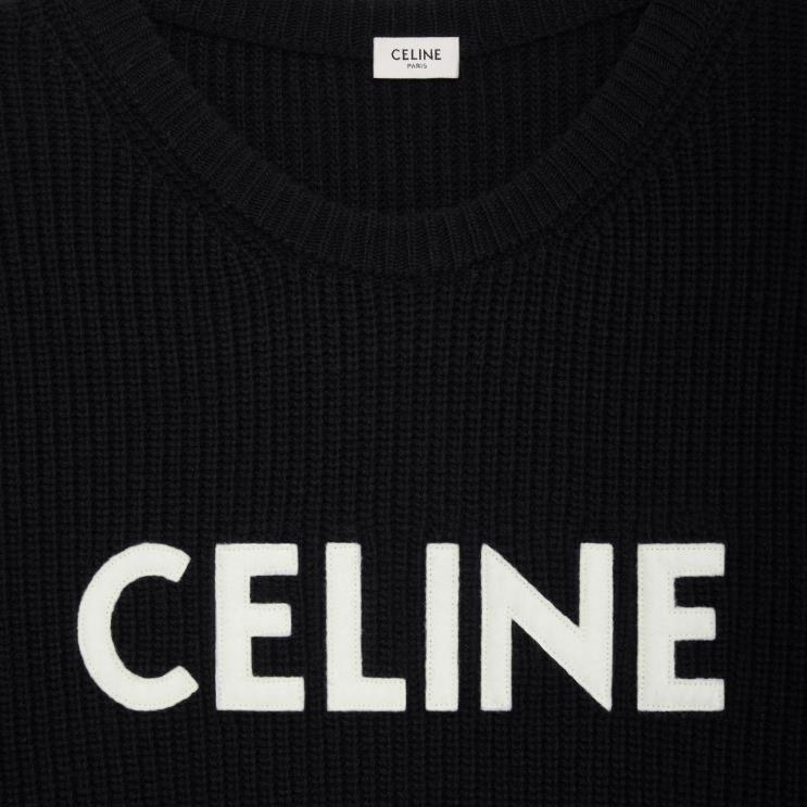 CELINE Black Oversized Sweater in Ribbed Wool R0ZNN1972
