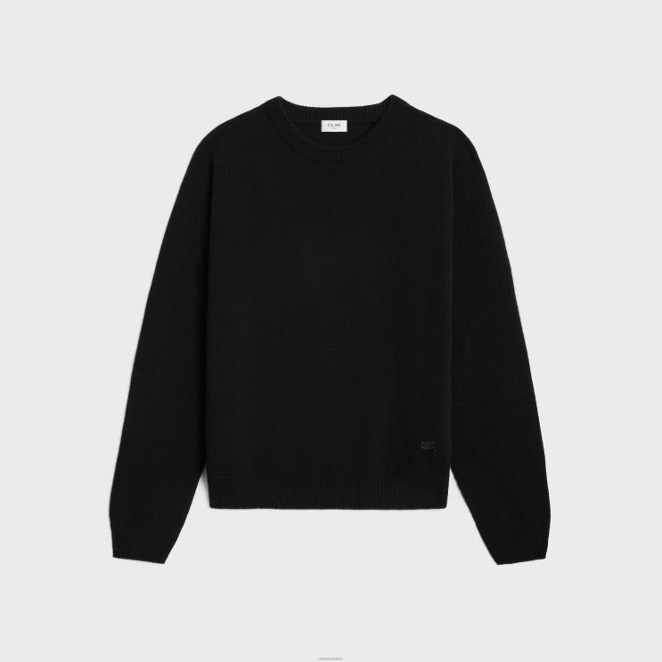 CELINE Black Triomphe Crew Neck Sweater in Cashmere R0ZNN1967