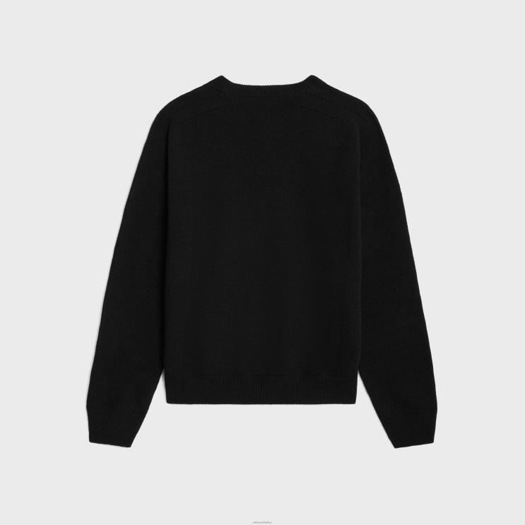 CELINE Black Triomphe Crew Neck Sweater in Cashmere R0ZNN1967