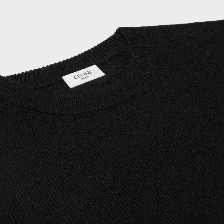 CELINE Black Triomphe Crew Neck Sweater in Cashmere R0ZNN1967