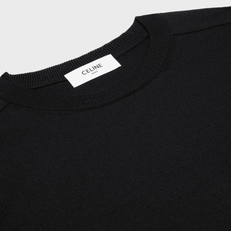 CELINE Black Triomphe Crew Neck Sweater in Wool R0ZNN1963