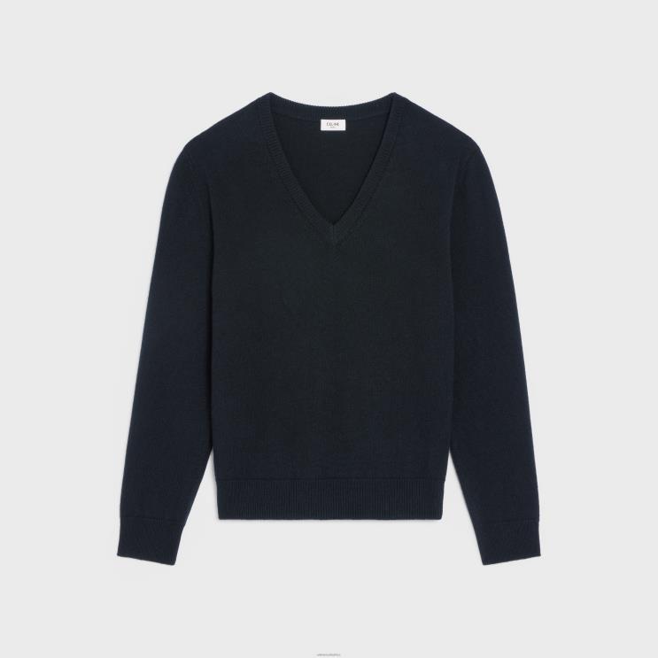 CELINE Black V-Neck Sweater in Heritage Cashmere R0ZNN1965