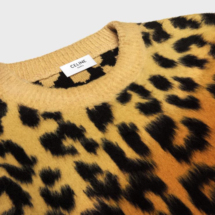 CELINE Camel/Brun Cropped Crew Neck Sweater in Brushed Cotton R0ZNN1981