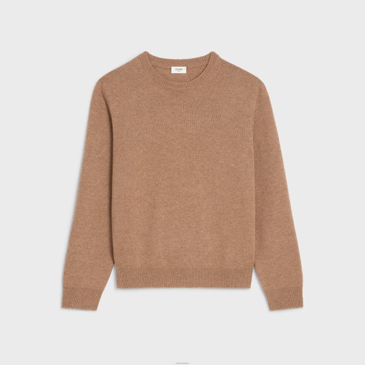 CELINE Camel Crew Neck Sweater in Heritage Cashmere R0ZNN1970