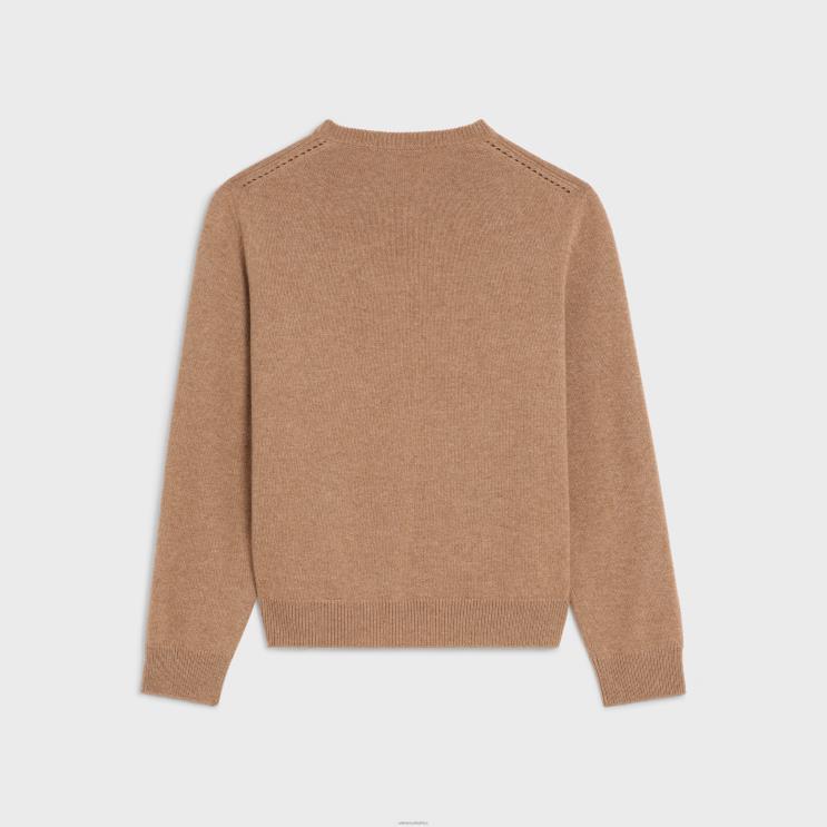 CELINE Camel Crew Neck Sweater in Heritage Cashmere R0ZNN1970