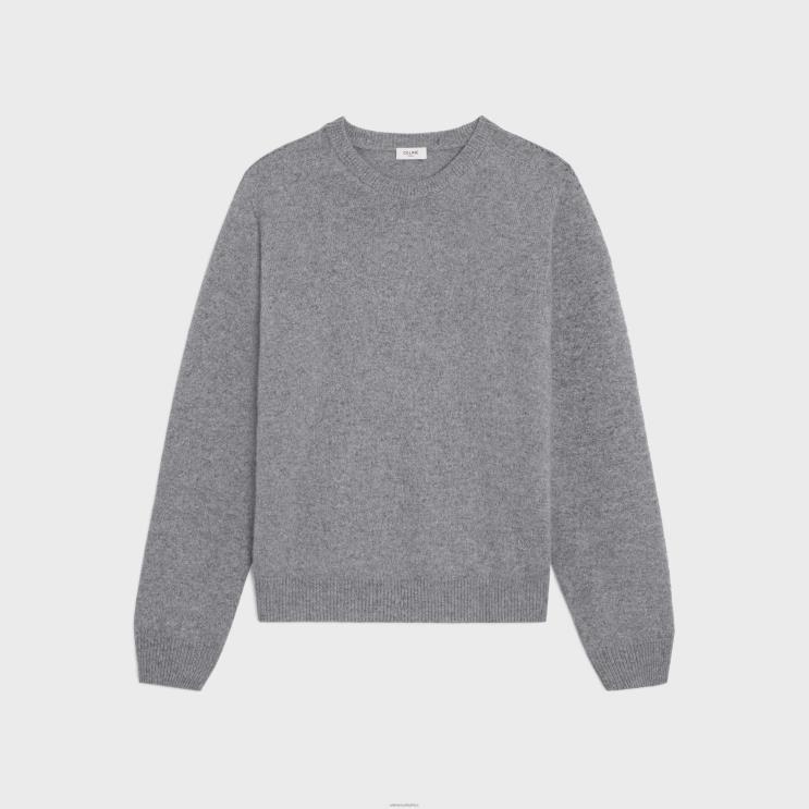 CELINE Grey Triomphe Crew Neck Sweater in Cashmere R0ZNN1969