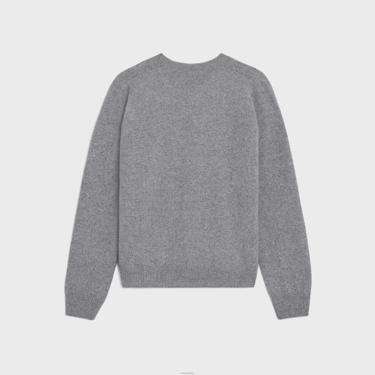 CELINE Grey Triomphe Crew Neck Sweater in Cashmere R0ZNN1969
