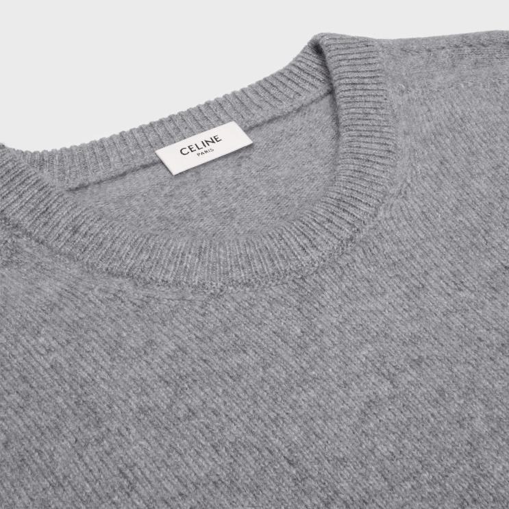 CELINE Grey Triomphe Crew Neck Sweater in Cashmere R0ZNN1969