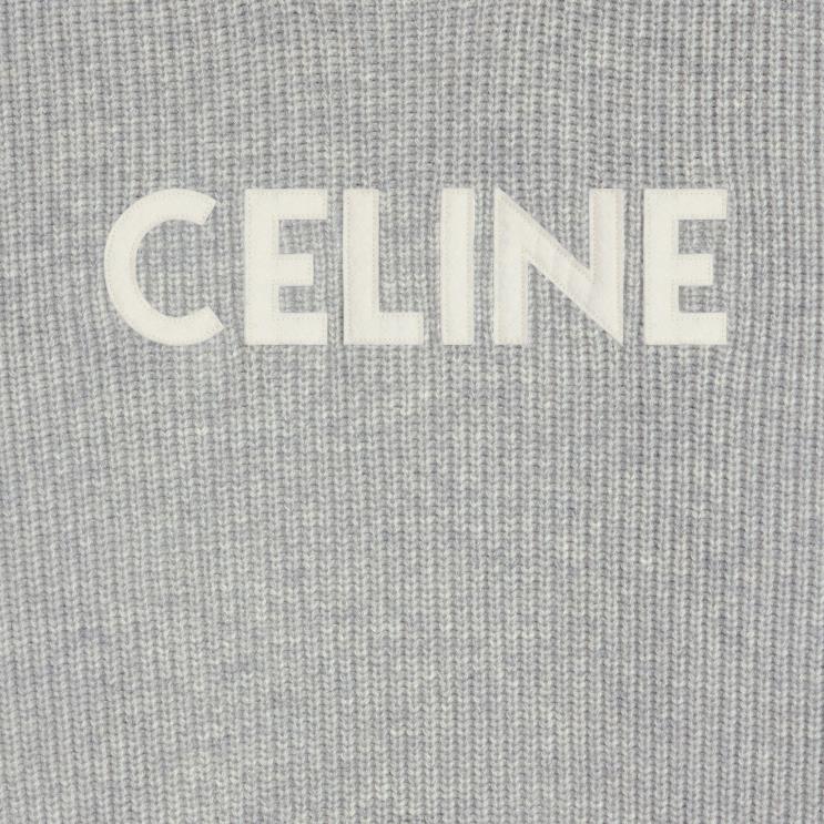 CELINE Light Grey Oversized Sweater in Ribbed Wool R0ZNN1797