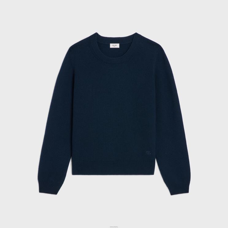 CELINE Navy Crew Neck Sweater in Scottish Cashmere R0ZNN1968