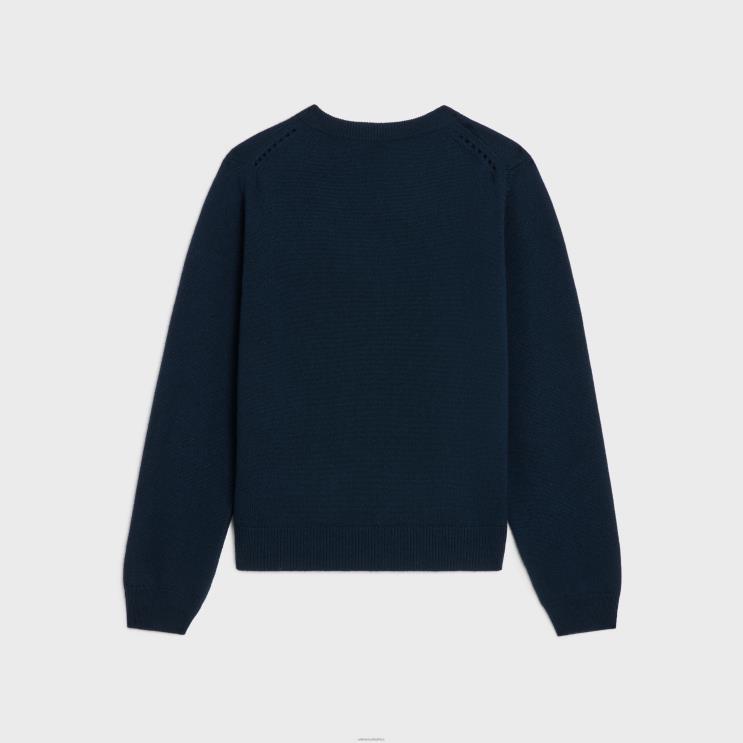 CELINE Navy Crew Neck Sweater in Scottish Cashmere R0ZNN1968