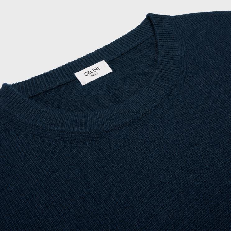 CELINE Navy Crew Neck Sweater in Scottish Cashmere R0ZNN1968
