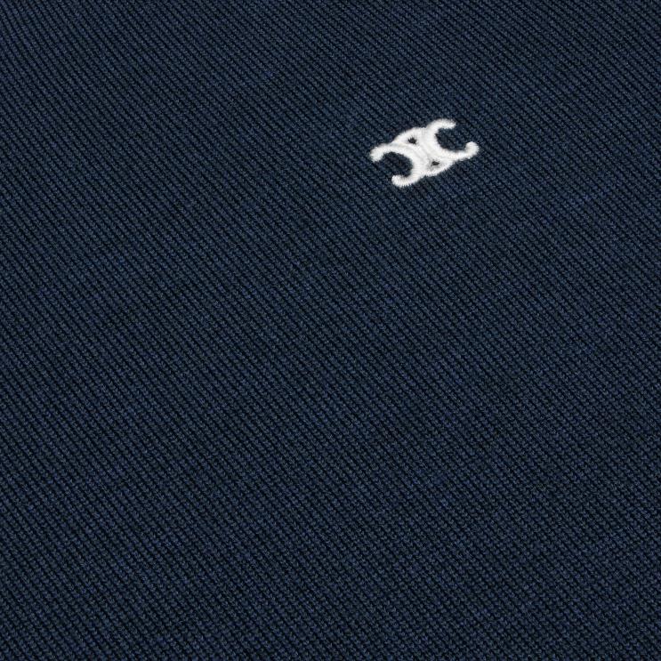 CELINE Navy Triomphe Crew Neck Sweater in Wool R0ZNN1964