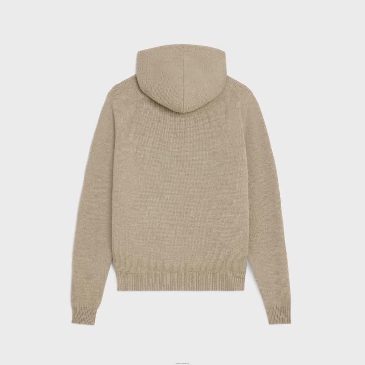 CELINE Sand Triomphe Hooded Sweater in Wool & Cashmere R0ZNN1803