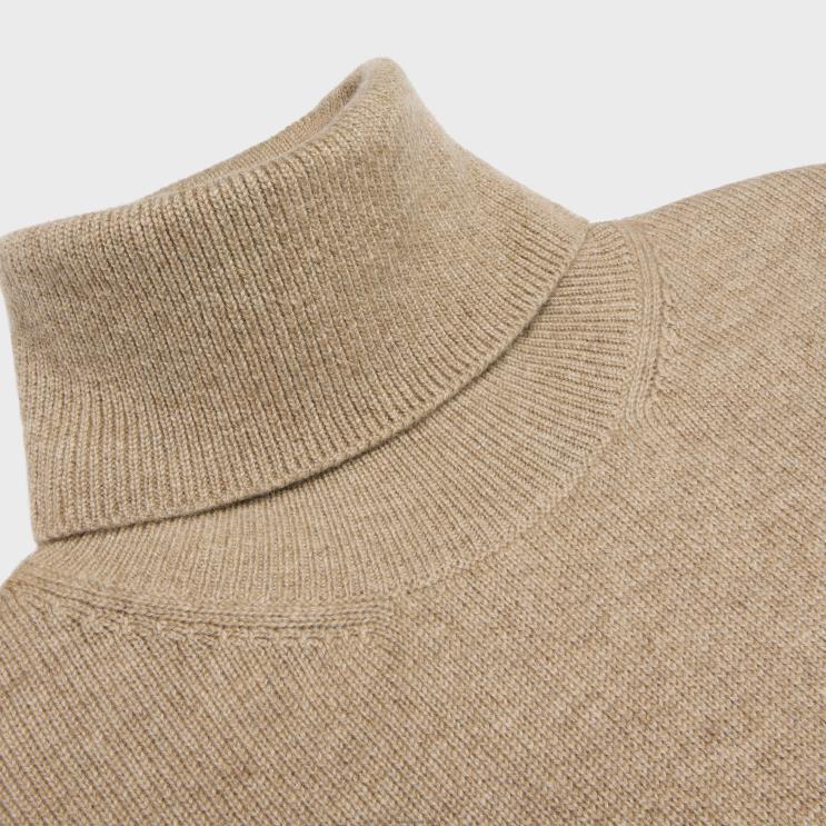 CELINE Taupe Turtleneck Sweater in Scottish Cashmere R0ZNN1976
