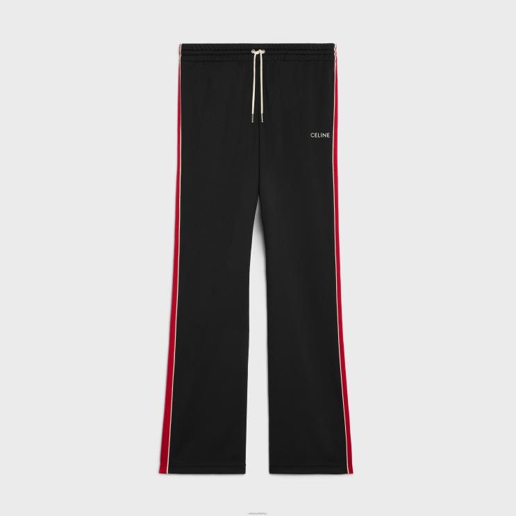CELINE Black/Rust/Ecru Tracksuit Pants in Double Face Jersey R0ZNN2015