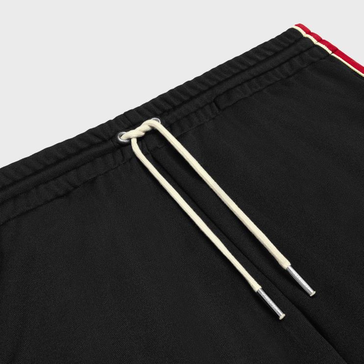 CELINE Black/Rust/Ecru Tracksuit Pants in Double Face Jersey R0ZNN2015