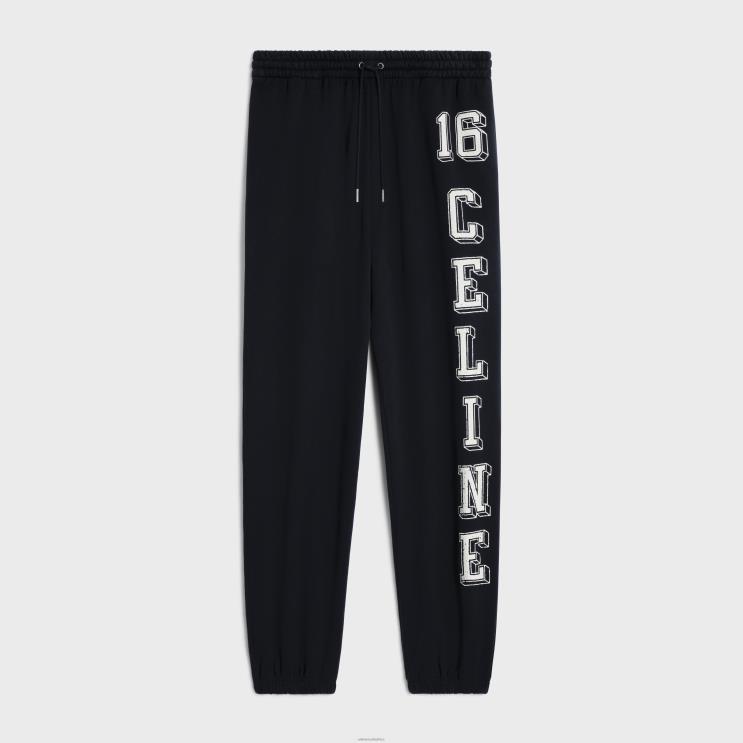 CELINE Black/White 16 Track Pants in Cotton Fleece R0ZNN1825