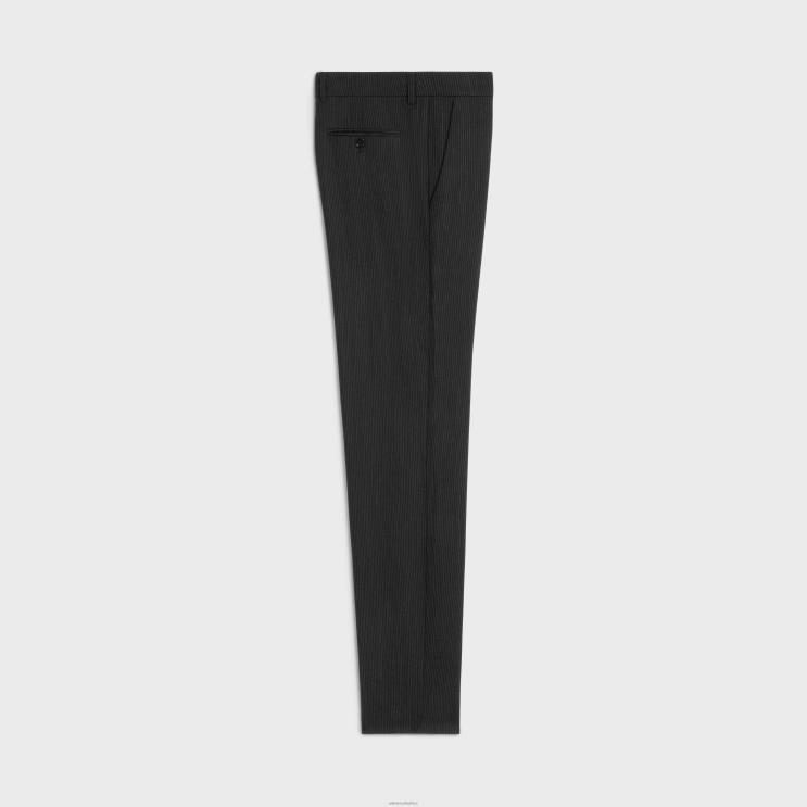 CELINE Black & White Classic Pants in Striped Wool R0ZNN1903