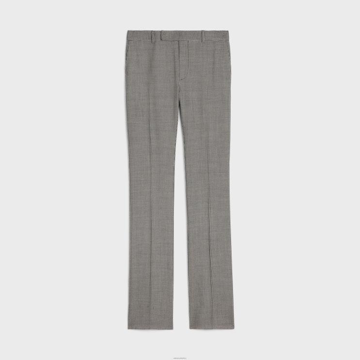 CELINE Craie/Noir Flared Pants in Wool & Cashmere R0ZNN1896