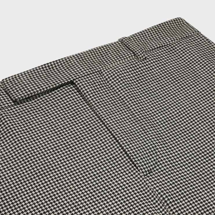 CELINE Craie/Noir Flared Pants in Wool & Cashmere R0ZNN1896