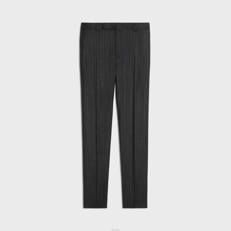CELINE Grey Melange Classic Pants in Striped Flannel R0ZNN1905