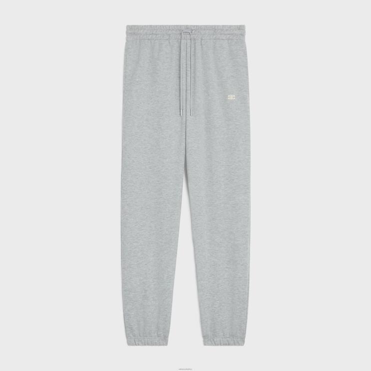 CELINE Grey/Off White Triomphe Track Pants in Cotton & Cashmere R0ZNN2019