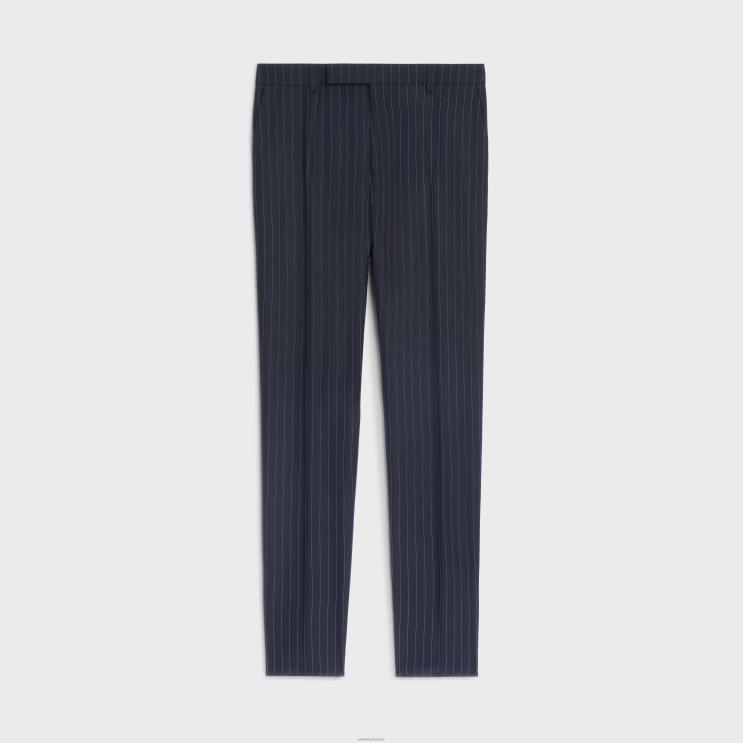CELINE Marine/Craie Classic Pants in Striped Cashmere Wool R0ZNN1902