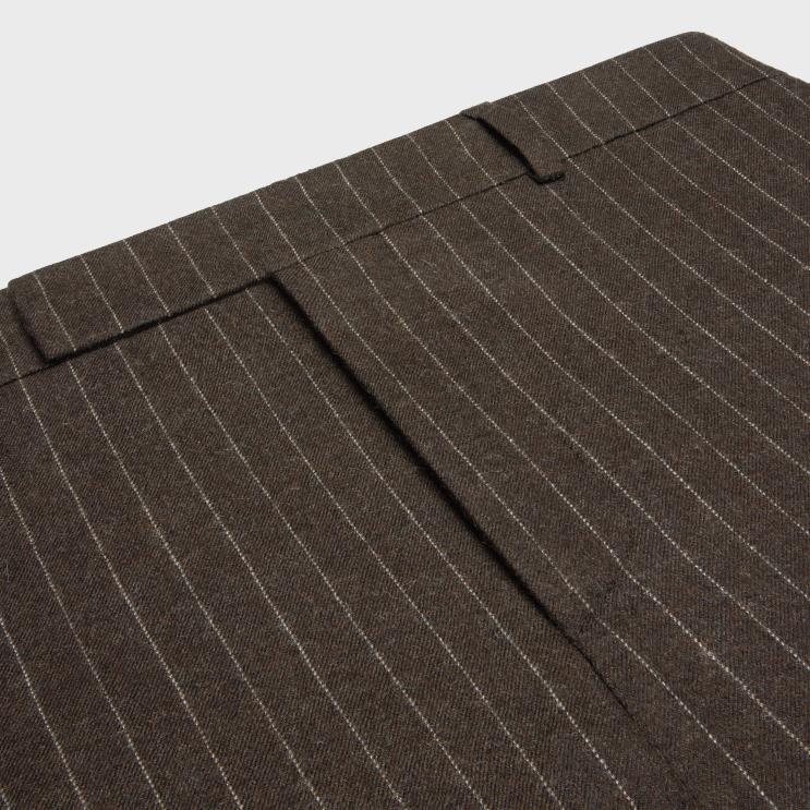 CELINE Marron/Craie Flared Pants in Striped Flannel R0ZNN1894
