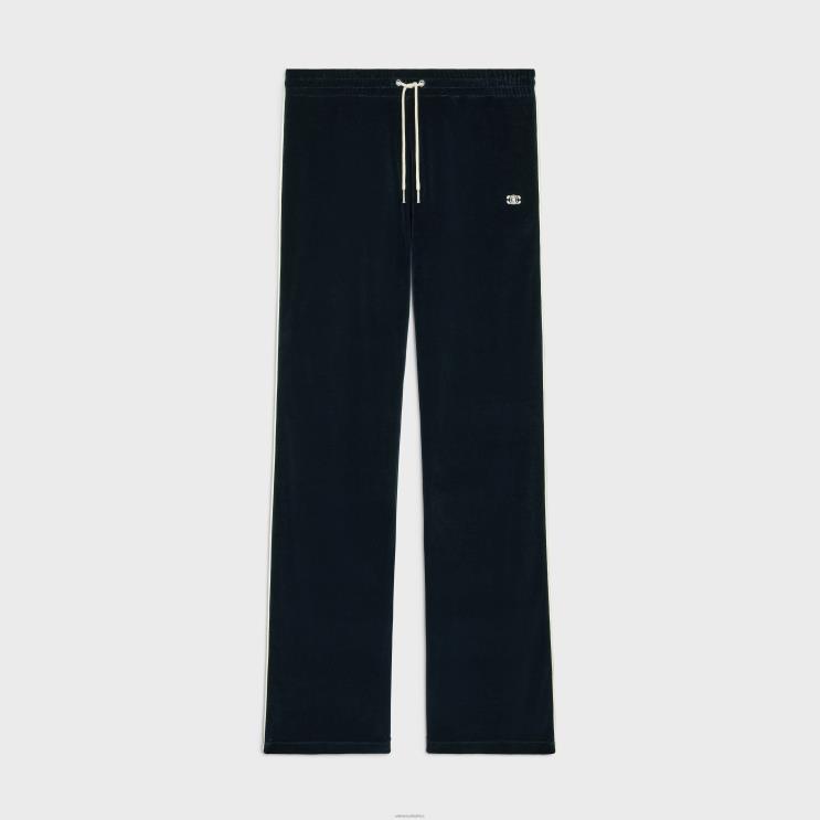 CELINE Midnight/Ecru Tracksuit Pants in Velvet Jersey R0ZNN2013