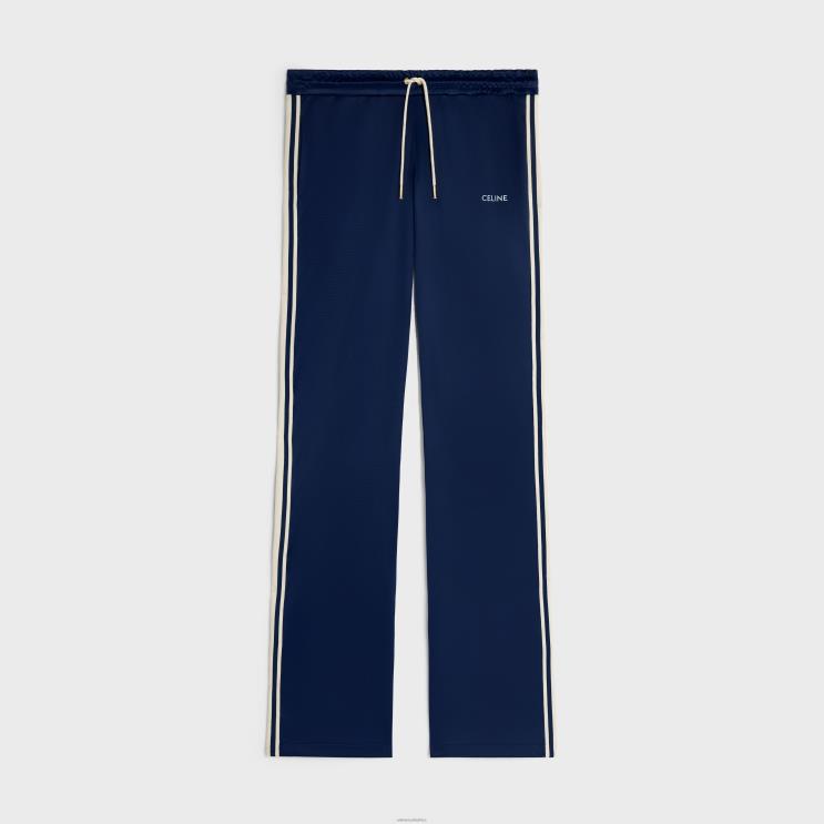 CELINE Navy/Off White Tracksuit Pants in Double Face Jersey R0ZNN1827