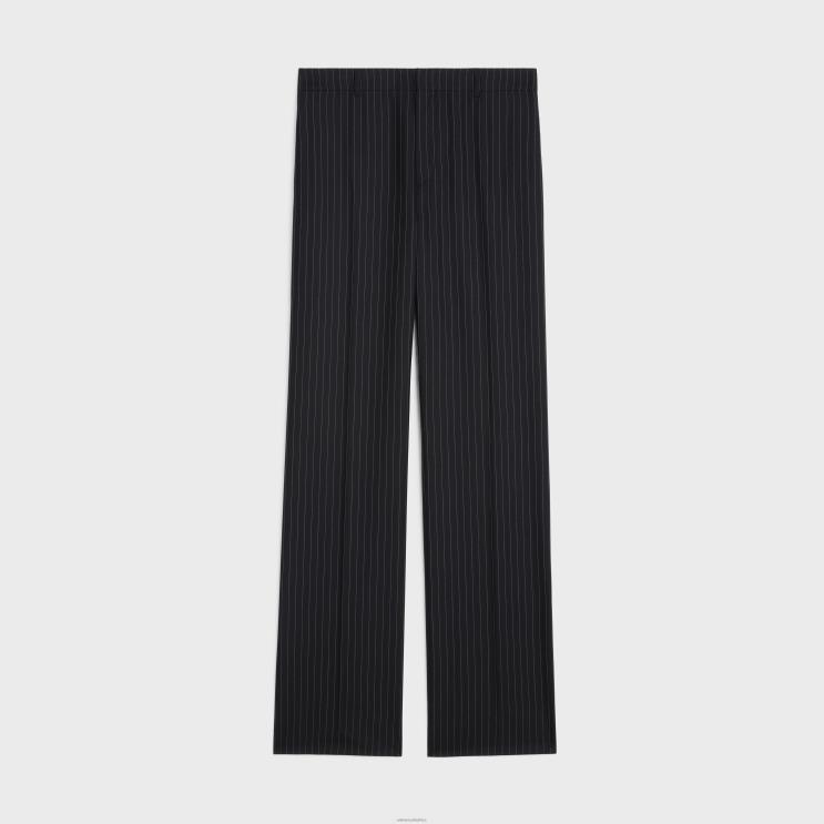 CELINE Noir/Craie Straight Pants in Striped Wool R0ZNN1891