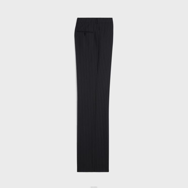 CELINE Noir/Craie Straight Pants in Striped Wool R0ZNN1891