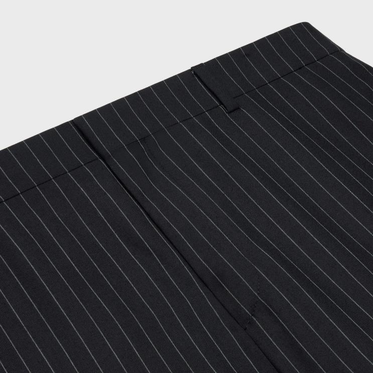 CELINE Noir/Craie Straight Pants in Striped Wool R0ZNN1891