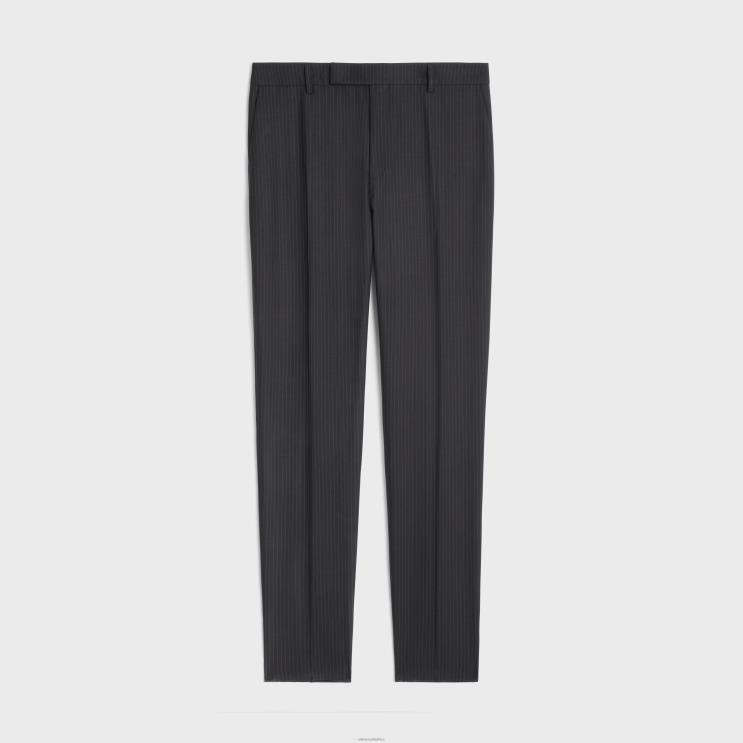 CELINE Noir/Gris Classic Striped Flannel Pants R0ZNN1901