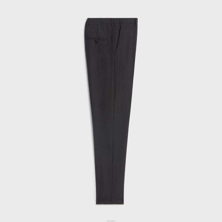 CELINE Noir/Gris Classic Striped Flannel Pants R0ZNN1901