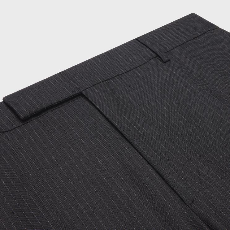 CELINE Noir/Gris Classic Striped Flannel Pants R0ZNN1901